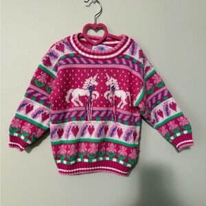 80s Heartworks Vintage Unicorn Knit Sweater for Kids